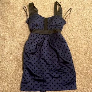 City triangles blue and black polka dot dress size small with pockets